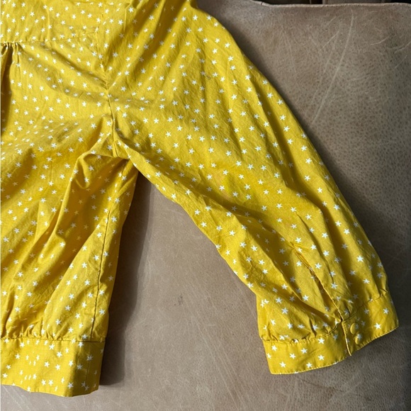 Madewell Women's L Wrap Blouse Top 100% Cotton Star Scatter Yellow White Stars - Picture 9 of 9